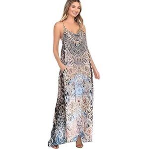 True Colour's La Moda Clothing Leopard Elegant Maxi Pocket Dress Viscose Silk